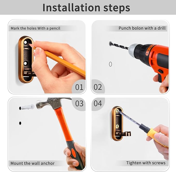 2PCS Foldable Wall Hooks, Flip Down Design
