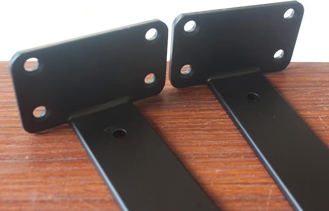 4 Pack - 11 inch Black Hidden L Shelf Bracket Iron Floating Shelf Brackets