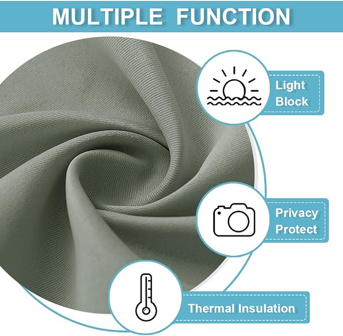 RYB HOME Short Blackout Curtains& Drapes, Room Darkening Drapery Thermal