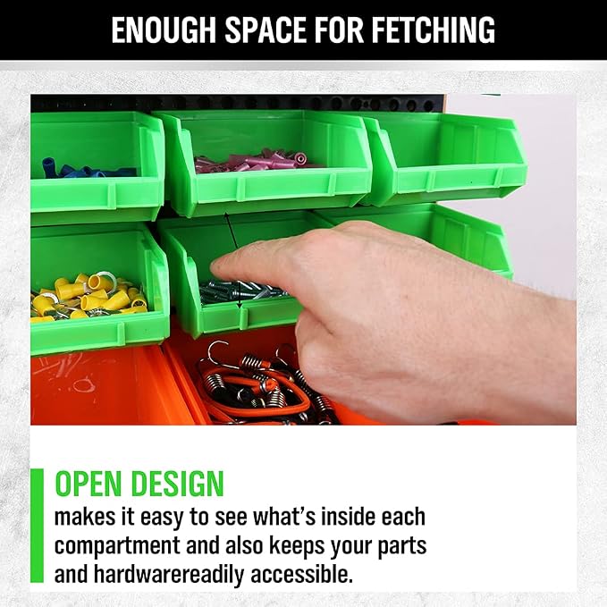 SWANLAKE GARDEN TOOLS 30-Bin Wall-Mounted Storage Bins, Heavy-Duty Garage Tool