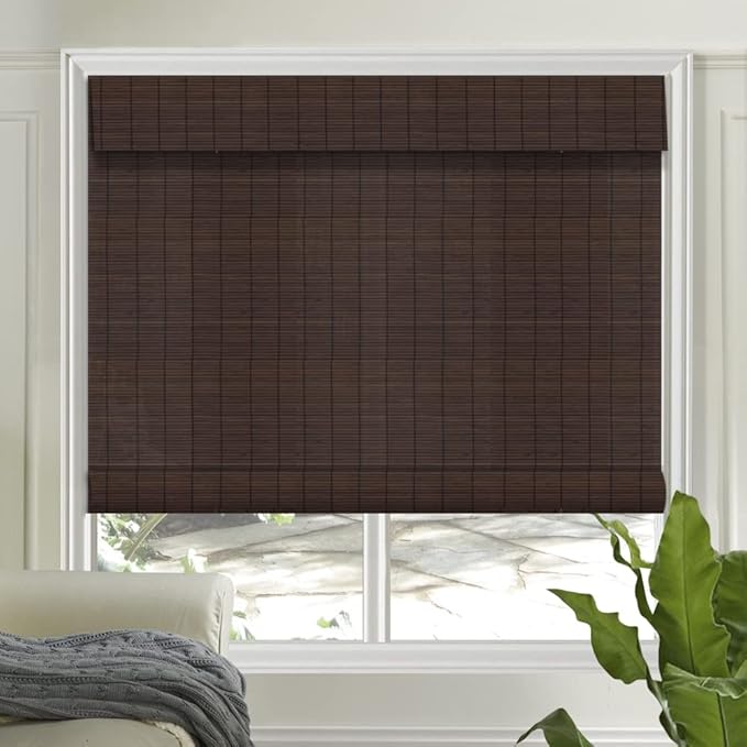 Letau No Drill No Tools Cordless Wood Window Shades Blinds, Bamboo Light