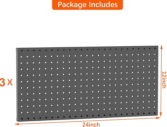 TORACK 3 PCS Metal Pegboard Panels
