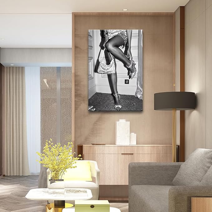 High Fashion Poster Trendy Black and White Wall Art Retro Girl Room Decor