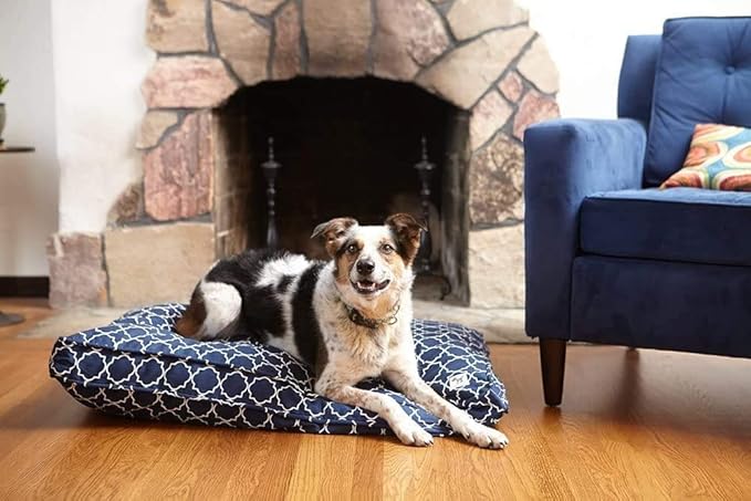 Molly Mutt Sheepy Wool Crate Mat - 100% Cotton Canvas Cover with Temperature-Regulating 100% Natural Wool-Filled Insert Dog Bed - Soft & Supportive Wool-Filled Bed - (36"x24"x2.5", Rocketman)