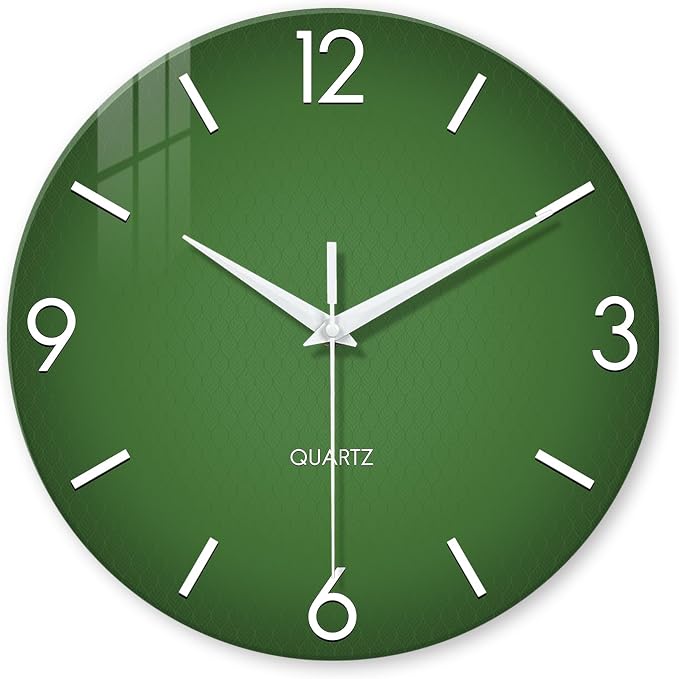 XFM Large Green Wall Clock 24 Inch Simple Wall Clock s Battery Operated Modern