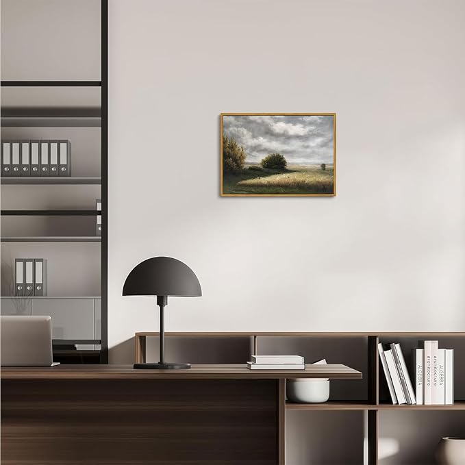 OIQArtOIQ Vintage Landscape Canvas Wall Art Framed Natural Scenery Painting