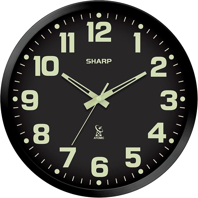 Sharp Glow in the Dark Atomic Analog Wall Clock