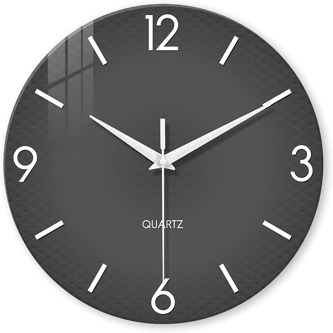 XFM Modern Wall Clock 24 Inch Large Grey Wall Clocks Battery Operated Gray