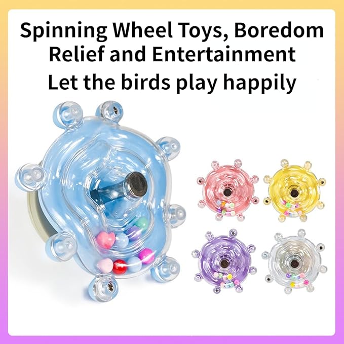 Parrot Spinner Toy, Funny Parakeet Toy Interactive Parrot Toy Bird Toy Spinning Rattle Cockatiel Toys Bird Cage Accessories for Entertainment Chewing Exercise (White)