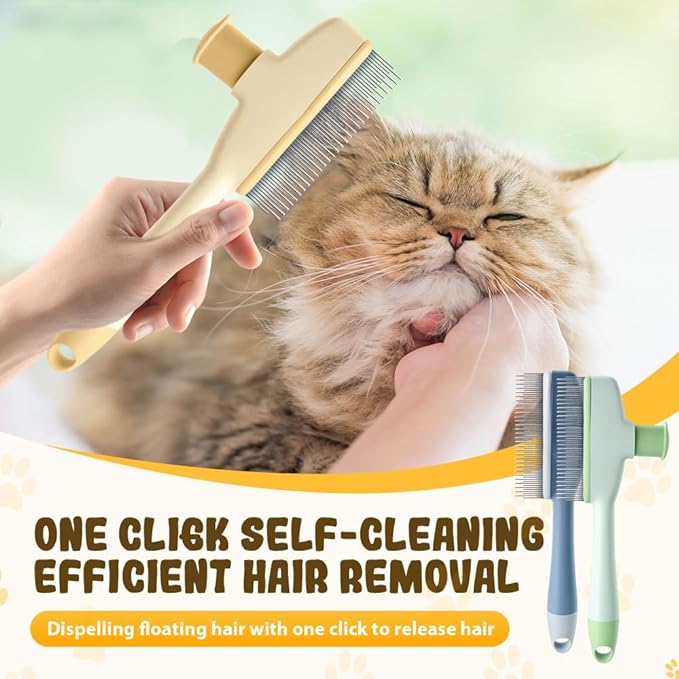 Pet Hair Removal Comb, 2025 New Flea Comb, Multifunctional Grooming Brush for Home Use, Portable Shedding Brush for Pet Owners (Yellow+Green)