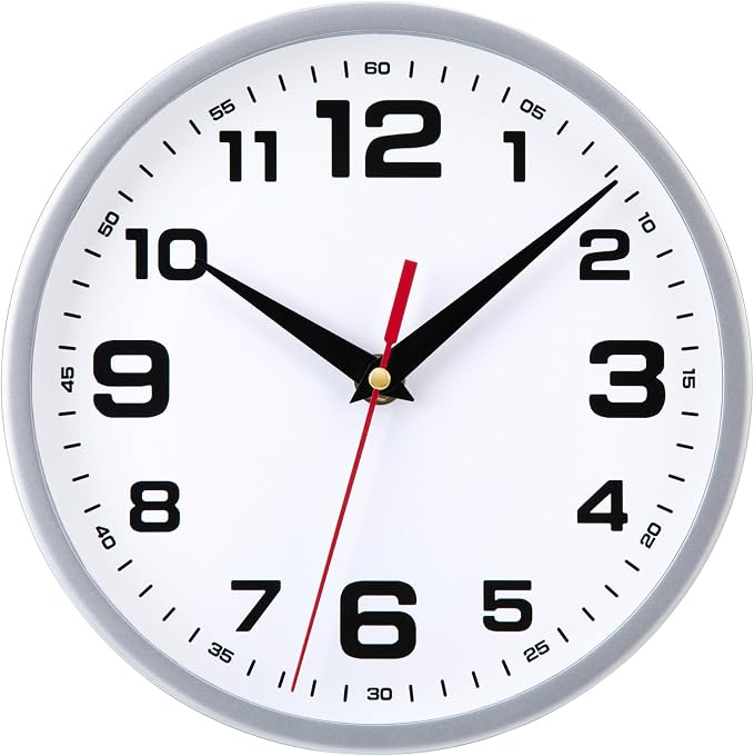 Wall Clock Silent Non-Ticking 8 Inch Modern Clocks Battery Operated Small