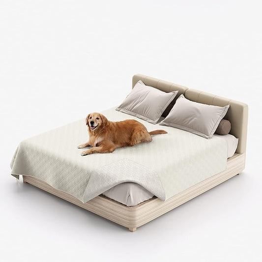 Waterproof Dog Bed Covers for Couch Protection, Water-Resistant Soft Dog Pet Blanket Anti-Slip Dog Blanket for Bed, for Furniture Bed Couch Sofa (Ivory White,40x50inch)