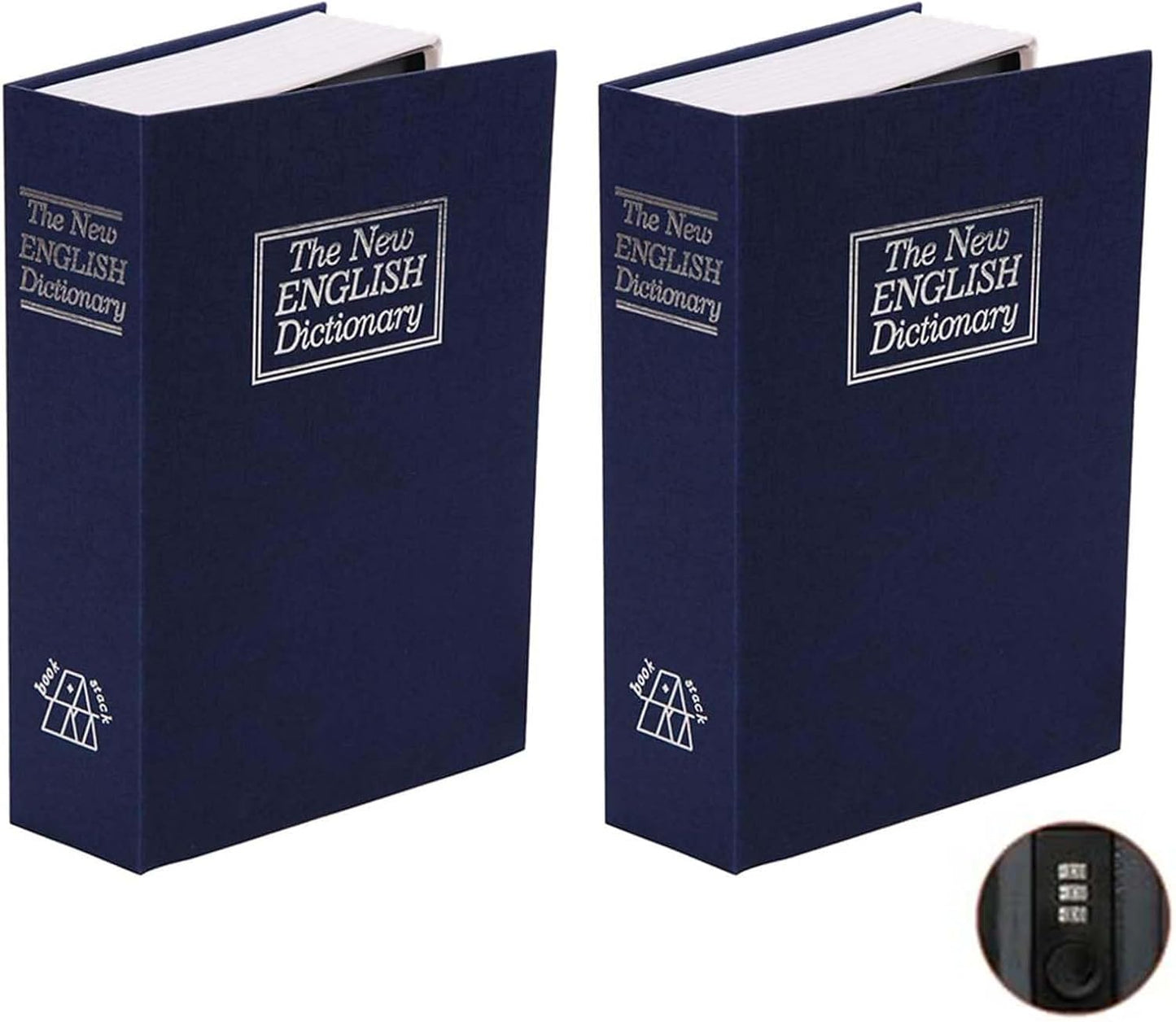 SEPOX® Twins Safe Book Lock Box, Safe Box with Premium Combination Lock - Dorm-safe & Versatile - Authentic Paper Cover - Sturdy Steel Interior - Storage for Cash & Valuables 2pcs Pack of Large Book
