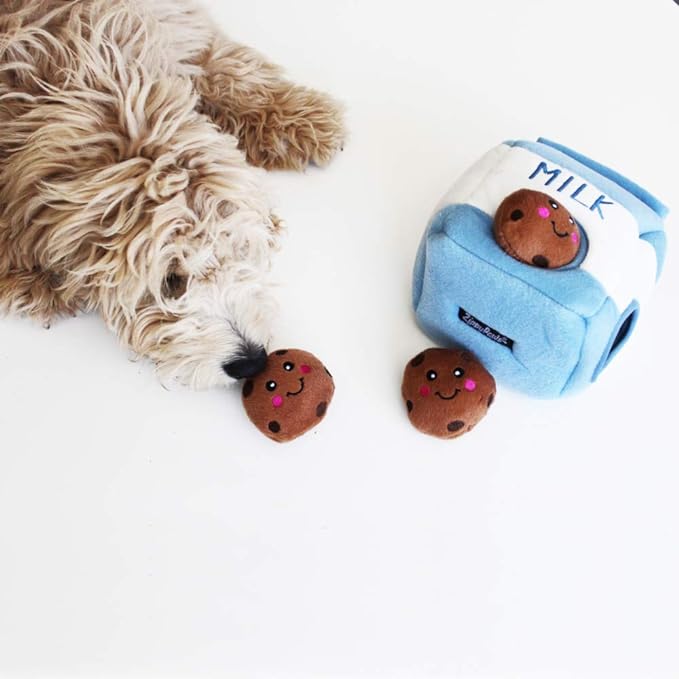 ZippyPaws Burrow Replacement Miniz - Interactive Dog & Puppy Toys for Boredom, Stimulating Pet Products to Keep Them Busy, Plush Refills for Hide & Seek Puzzle, Squeaky Toy for Enrichment - Cookies