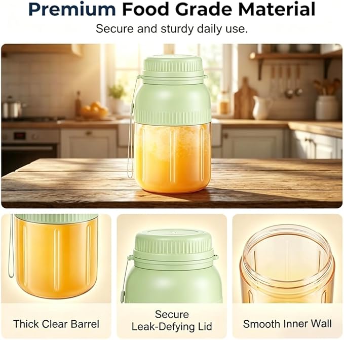 Wireless Juicer Cup, 2026 New 1300ml/44oz Portable Personal Blender, Portable Blender Dual Lid Compact Travel Drinking Cup with Leakproof Handle for Office Outdoor (Green)