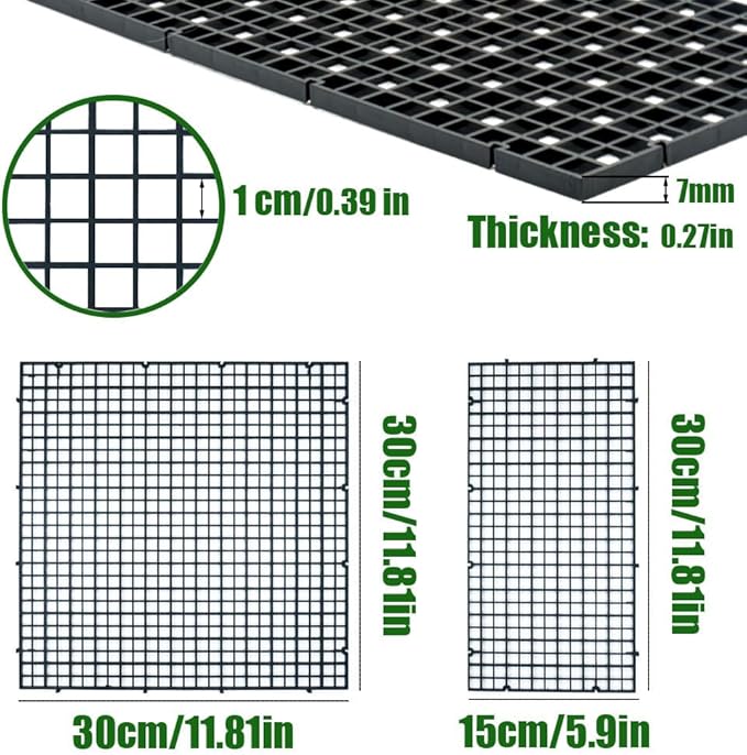 LINLAN 8 Pieces 11.8x11.8in (30X30cm) Aquarium Grid Plastic, Fish Tank Divider, Egg Crate for DIY Filtration and Bottom Protection in Aquascaping (Black-No Accessories)