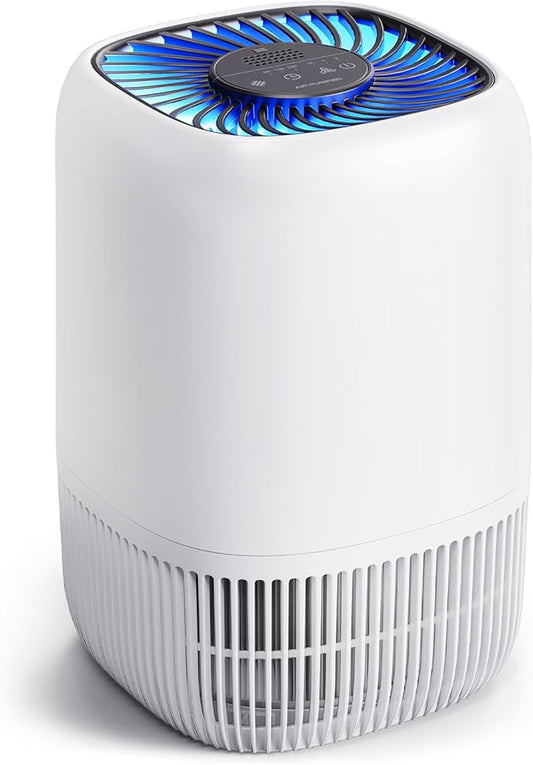 Air Purifiers for Home with H13 Quiet HEPA Filter Up to 1076 Ft² for Pet Hair, Odors, Pollen, Smoke, Compact Air Cleaner with 3 Speeds, Timer, Aroma Quiet 360°Intake Filter, White