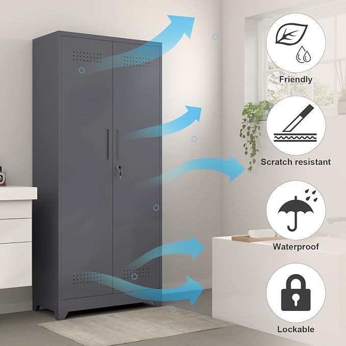 GREATMEET 72.8" H Tall Metal Garage Storage Cabinet