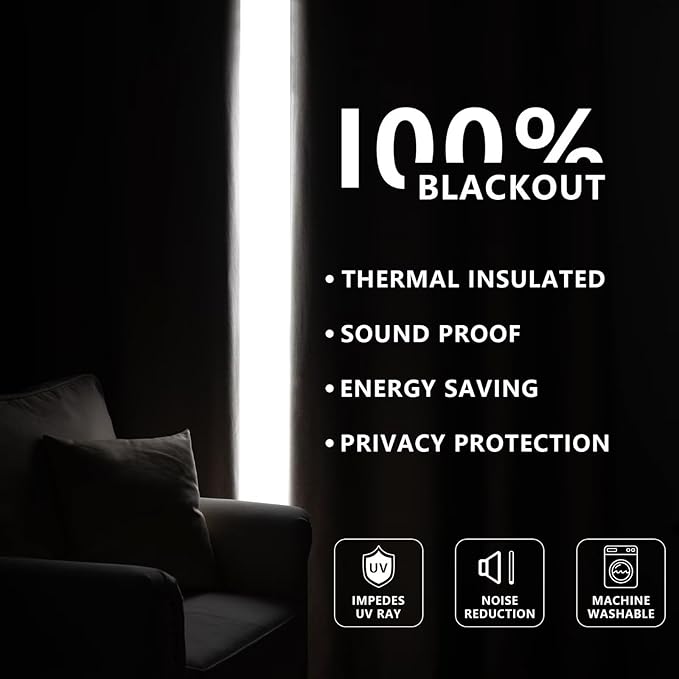 IGEMAEVE 100% Blackout Curtains 90 Inches Long