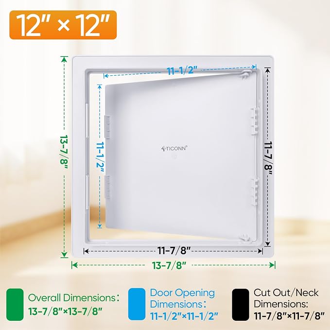TICONN Access Panel for Drywall, 12 x 12 Inch ABS Plastic Wall Hole Cover