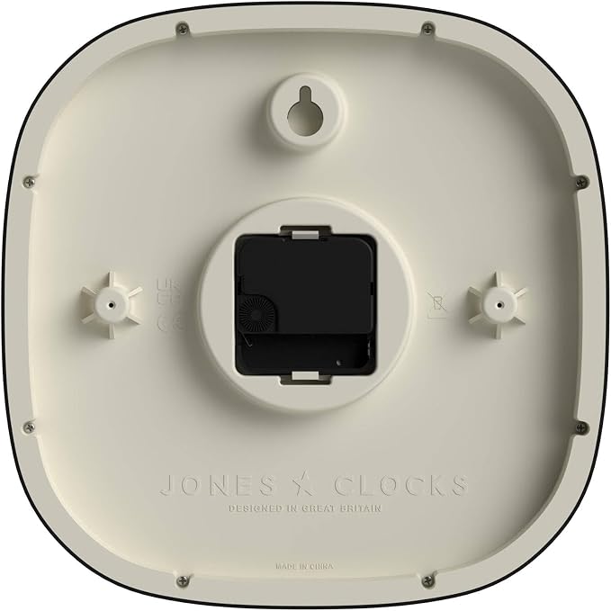 JONES CLOCKS® Pulsar wall Clock | Square Rounded Retro Clock | 10 inch | Black