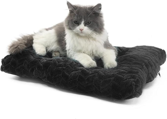 Dog Crate Mat for Dog Cages Black Dog Bed for Small Dogs 18 Inch Dog Crate Bed Washable Dog Mats for Sleeping,Up to 10 lbs Soft and Fluffy Small Dog Bed for Crate Tire Printing Black