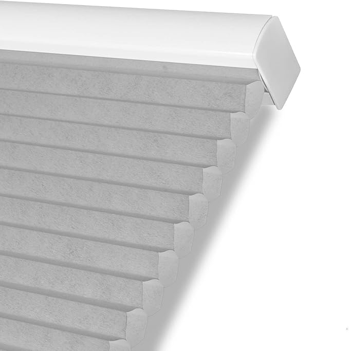 Persilux Light Filtering Cellular Blinds for Windows Pleated Cordless Roller Shades Room Darkening UV Protection Honeycomb Shades for Home, Windows and Bedroom, Dark Grey, 20" W x 60" H