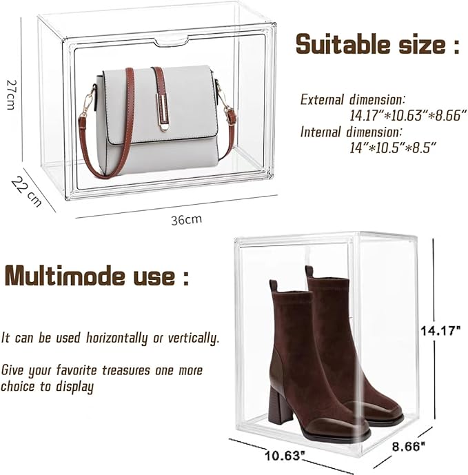 Clear Stackable Display Case with Magnetic Door, X-Large
