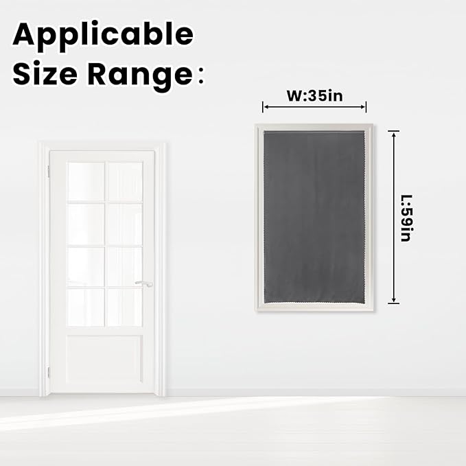 Magic Tape Stick On Curtains Window Shades Pull Down Blackout Window Cover Blackout Curtains for Bedroom No Drillng Self Adhesive Curtains No Rod, 35" W X 59" L, Grey, 1 Panel