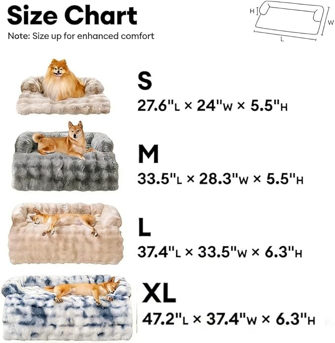 Dream Cloud Pet Sofa Bed for Dogs Cats, 2026 Washable Removable Calming Fluffy Plush Mat for Furniture Protector, Long Fur Non-Slip, for Small/Medium/Large Home Pets (Grey, XL: 47.2 * 37.4IN)