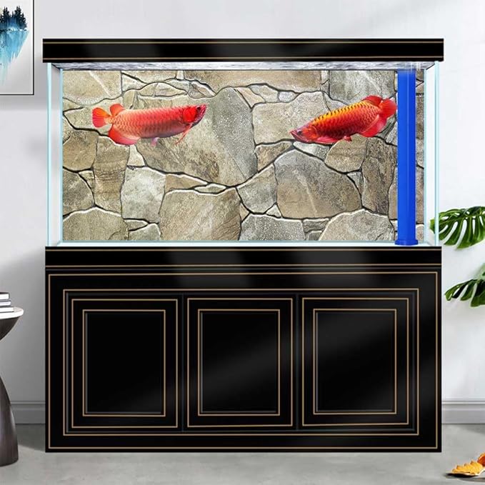 60X24IN Marble Aquarium Background, Art Marble Aquarium Background, Natural Marble Glass Terrarium Background with 8 EVA Double-Sided Tape