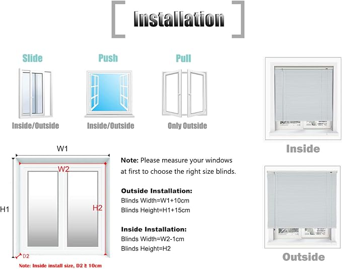 YIIBAII Mini Blinds Suitable for 40" W x 64" H Windows 1" Aluminum Horizontal