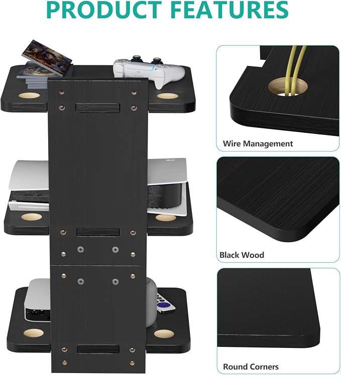 WALI Floating TV Shelf, 3 Tier Projector Shelf