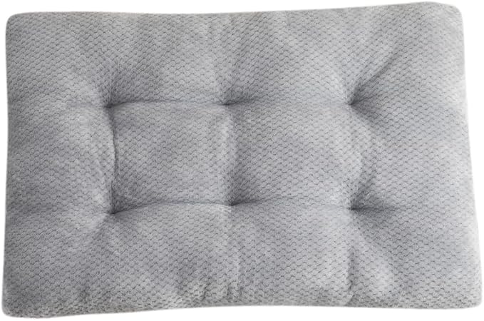 Washable Dog Bed for Large Breeds, Extra Cushioned Crate Mattress with Removable Fluffy Cover, Non-Slip Orthopedic Pet Pad, Machine Washable Kennel Mat(Grey,L)