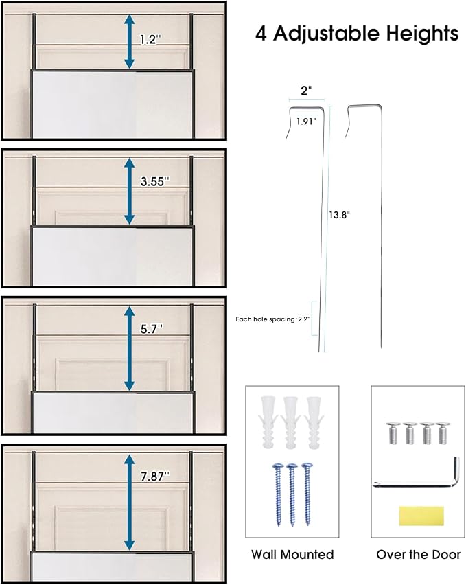 NEARBYSD 48"x 14" Door Mirror, Full Length Mirror Wall Mounted, Over The Door