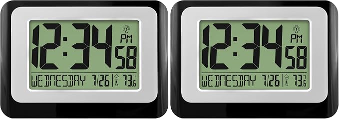 La Crosse Technology W88631 Digital Atomic Black Wall Clock