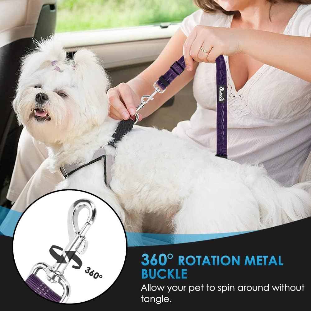 Lukovee Dog Seat Belt for Car, Adjustable Dog Car Harness for Large Medium Small Dogs, Soft Padded & Breathable Mesh Dog Seatbelt with Car Vehicle Connector Strap (Purple,Small)