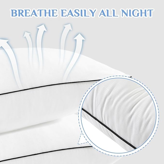 JOLLYVOGUE King Size Pillows Set of 4, Collection Bed Pillows for Sleeping, Hotel Quality Pillows for Side, Back and Stomach Sleepers, Soft and Supportive Oeko-Tex Certified Down Alternative Filling
