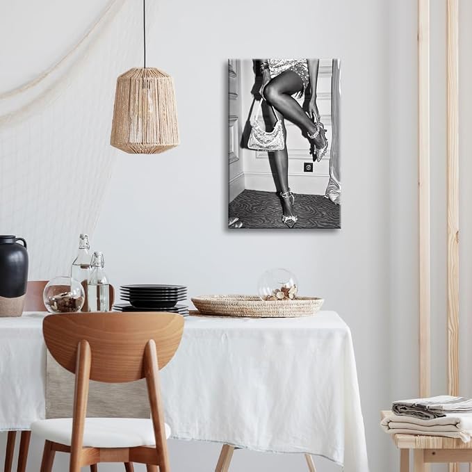 High Fashion Poster Trendy Black and White Wall Art Retro Girl Room Decor