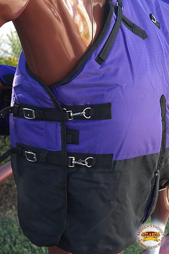 HILASON 1200D Winter Waterproof Poly Horse Turnout Blanket Belly Wrap Purple | 80 in
