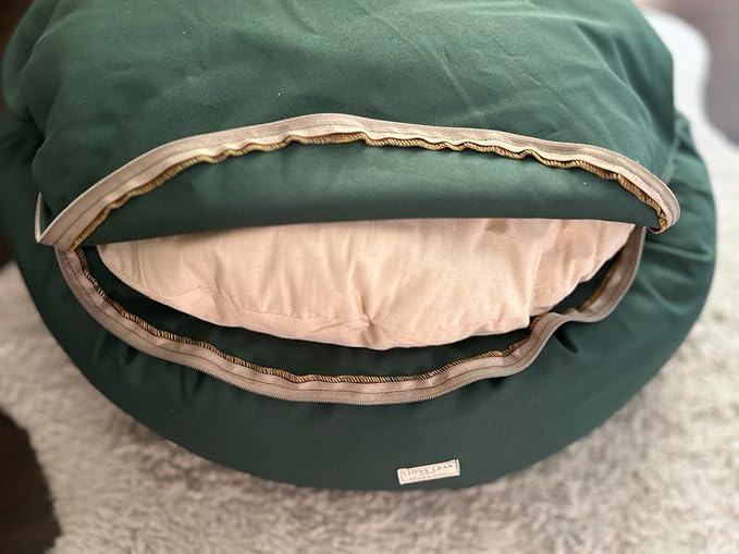 Organic Cotton Canvas Dog Bed: Removable Cover, Natural Fill - Made in USA (Sage Green, XX Large 50" x 8" inches)