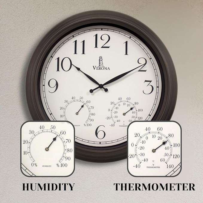 18 inch Outdoor Clocks for Patio Large Waterproof
