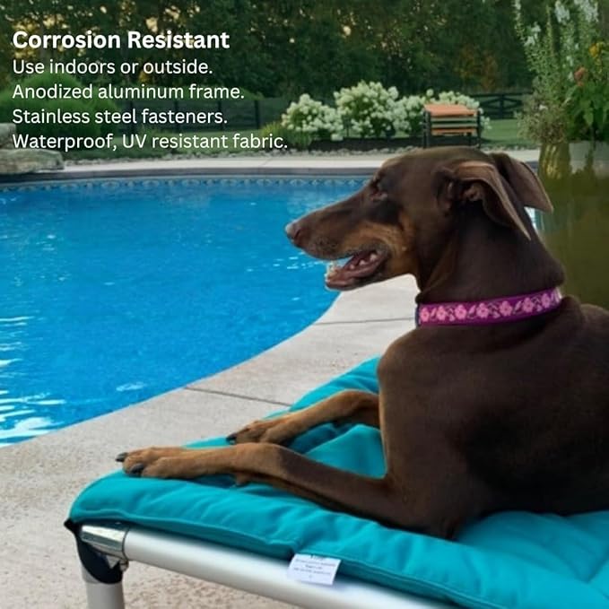 Kuranda Chewproof Elevated Pet Bed - Silver Aluminum - 40" x 25" - Sunsure Textilene - Sierra