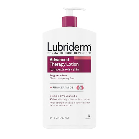 Lubriderm Advanced Therapy Moisturizing Lotion with Vitamins E and B5, Deep Hydration for Extra Dry Skin, Non-Greasy Formula, 24 fl. oz (Pack of 3)