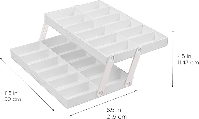 IRIS USA 2 Tier Drawer Organizer Expandable (2 Pack), Multi Level Smart Drawer Organizer with Dividers, Collapsible Drawer Storage for Kitchen, Bathroom, Makeup, Jewelry & Office