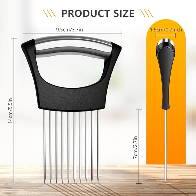 Onion Holder for Slicing, Stainless Steel Onion Slice Holder, Lemon Slicer Vegetable Cutter, Chopper Slicing Assistant for Meat, Onion, Potato, Tomato - Kitchen Tool (3 Piece)