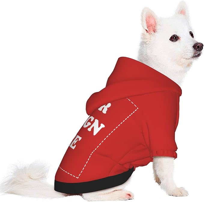 Dog Costume, Custom Dog Hoodie, Dog Name Costume Holiday Pet Pajamas Outfit, Personalized Pet Coat Costumes for Small Medium Large Dogs and Cats for Winter, Red, XXS