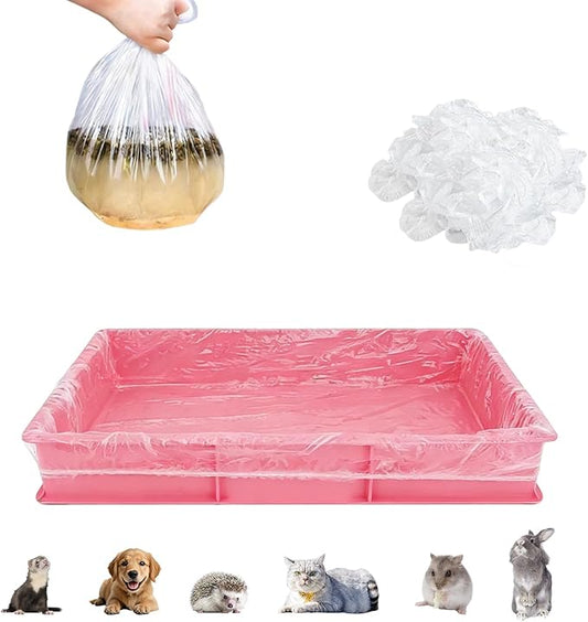 Disposable Cage Liners 50PCS, Plastic Litter Liner Bag for Cage, Cage Toilet Film Cover Litter Liner Bags for Small Animals as Guinea Pig, Hamster, Hedgehog, Bunny, Bird, Rabbit (L(47.2 * 47.2''))