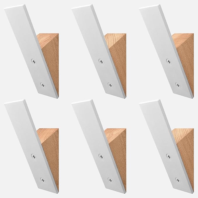 Homeforia Beech Wood Coat Hooks, High End Beech Wood & White Metal Wall Mounted