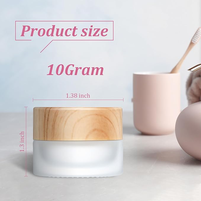 Geiserailie 30 Pieces Glass Cosmetic Containers Empty Sample Jars with Leak Proof Lids Makeup Sample Containers for Lotion Cream Cosmetic (10 Gram)